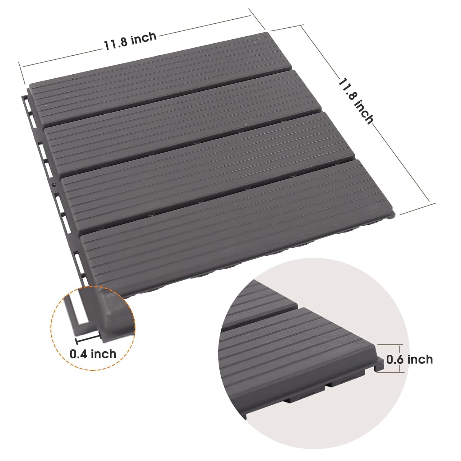 Interlocking Deck Tiles, 12 PCS 12” x 12”