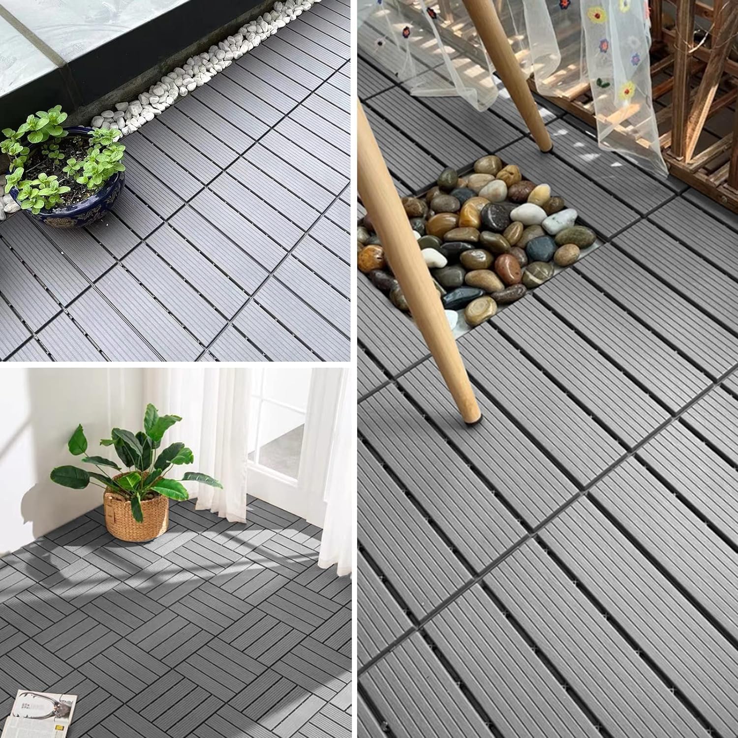 Interlocking Deck Tiles, 12 PCS 12” x 12”