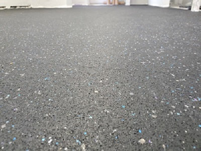 RUBBER GYM FLOORING ROLLS - Black with Confetti