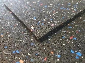 RUBBER GYM FLOORING ROLLS - Black with Confetti