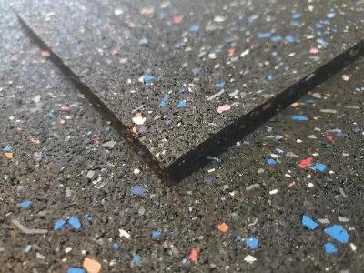 RUBBER GYM FLOORING ROLLS - Black with Confetti