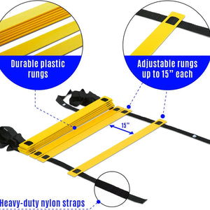 Elevate Your Game with the Speed and Agility Training Ladder - 8 Rung Design in Vibrant Yellow