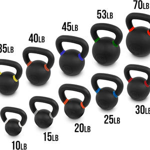 Premium Cast Iron Kettlebells Powder Coated Kettle Bells - Displays LB & KG Weight