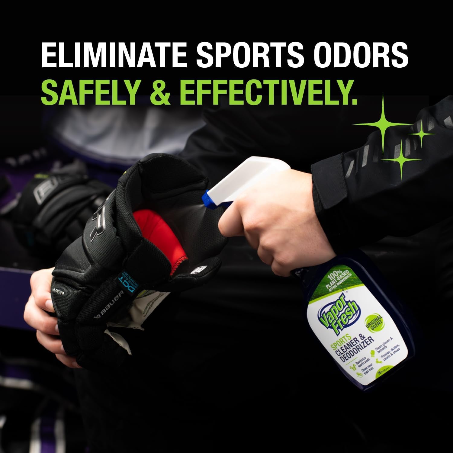 Natural Sports Cleaner & Deodorizer - 16 Fl Oz for Boxing Gloves, Helmets, Gym Bags & Equipment - Plant-Powered Freshness