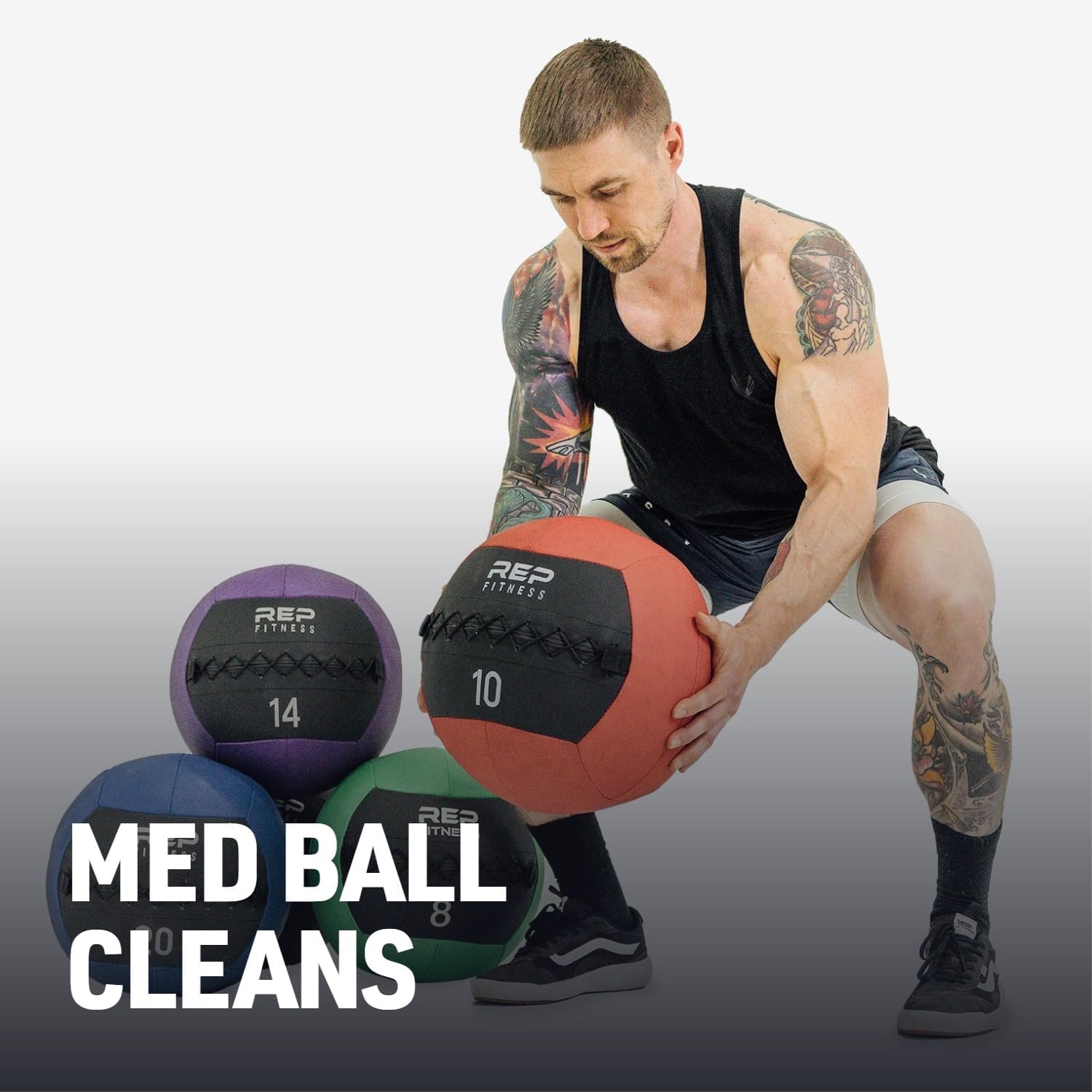 Weighted Wall Ball 6-30 LB, 14-Inch Soft Medicine Ball, Non-Bouncing PU Shell for overhead presses and conditioning