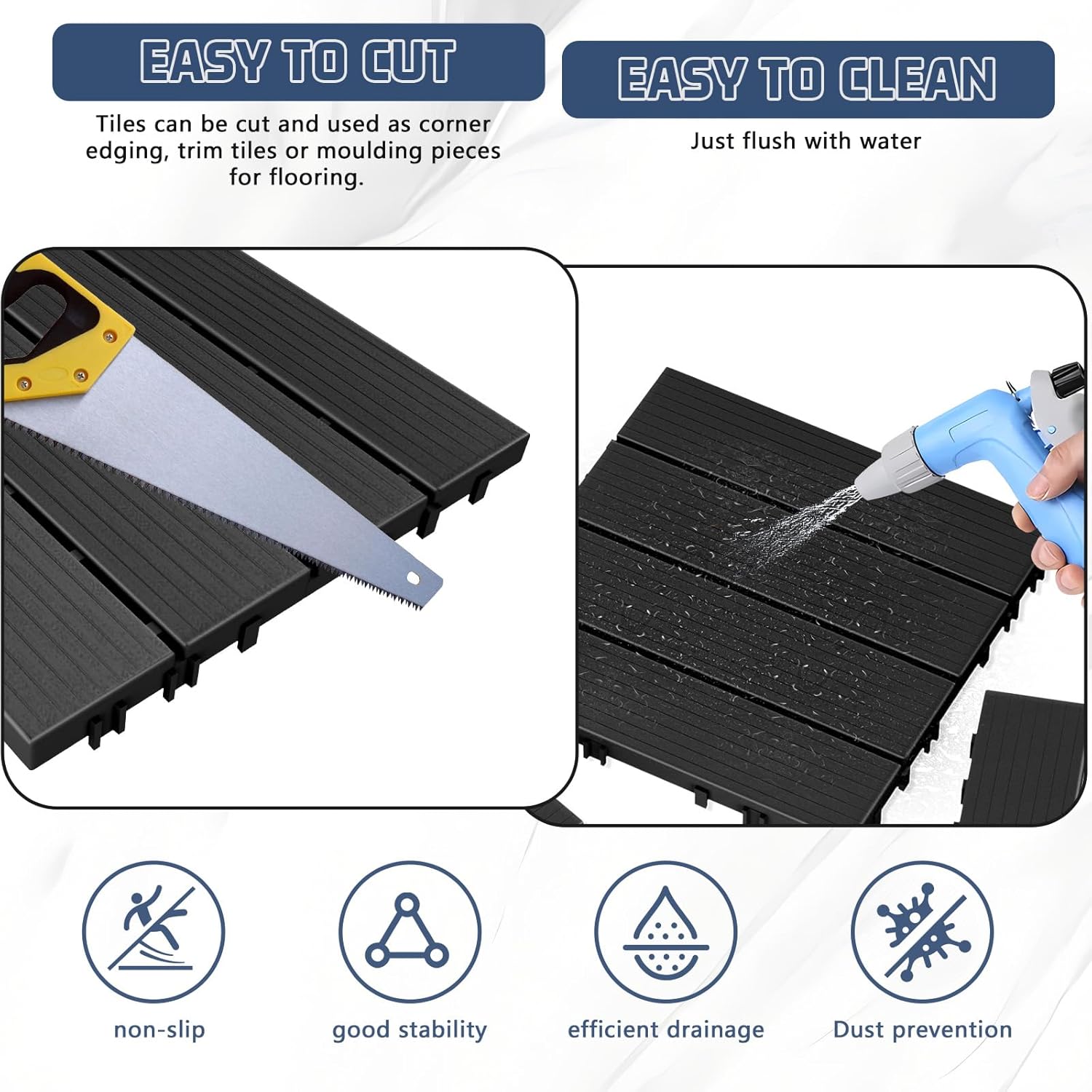 Interlocking Deck Tiles, 36 PCS 12” x 12”