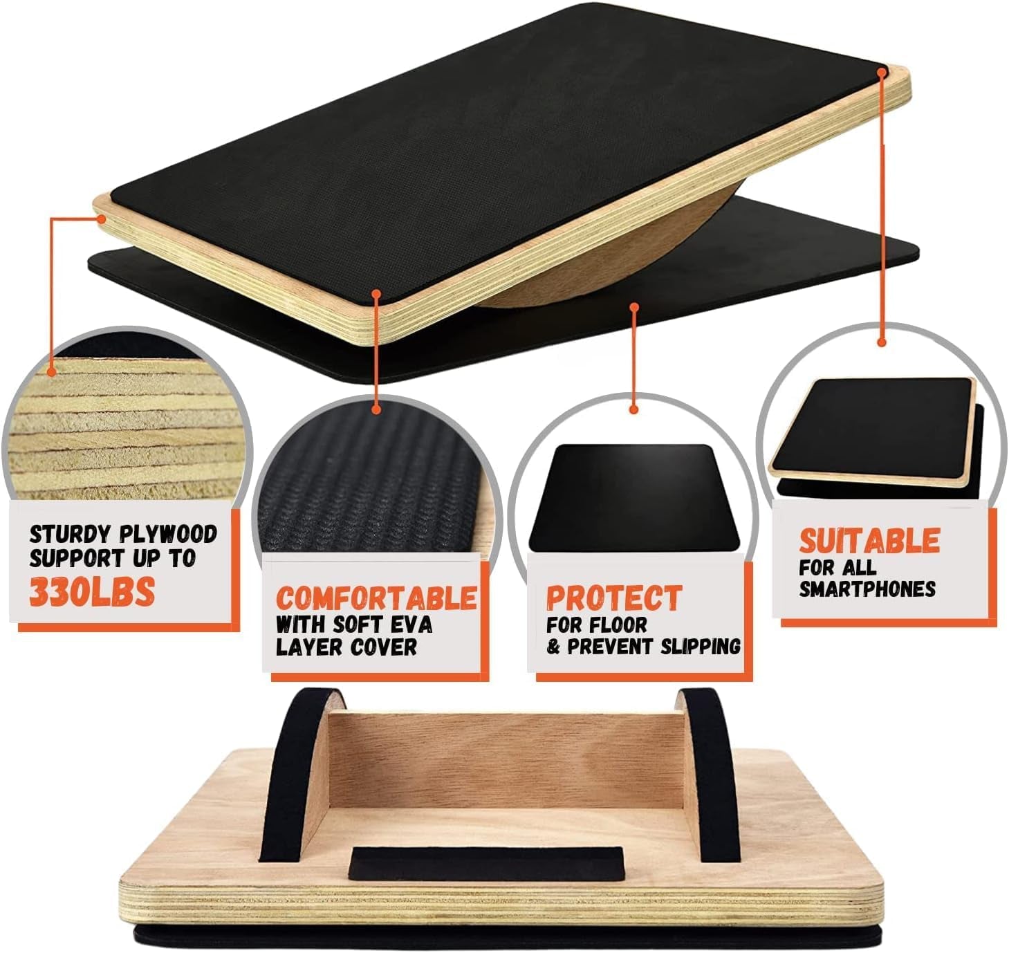 Level Up Your Leg Workout with Our 350LBS Wooden Balance Board! Perfect for Standing Desks! 🏋️‍♂️💪 #FitnessGoals #BalanceBoard