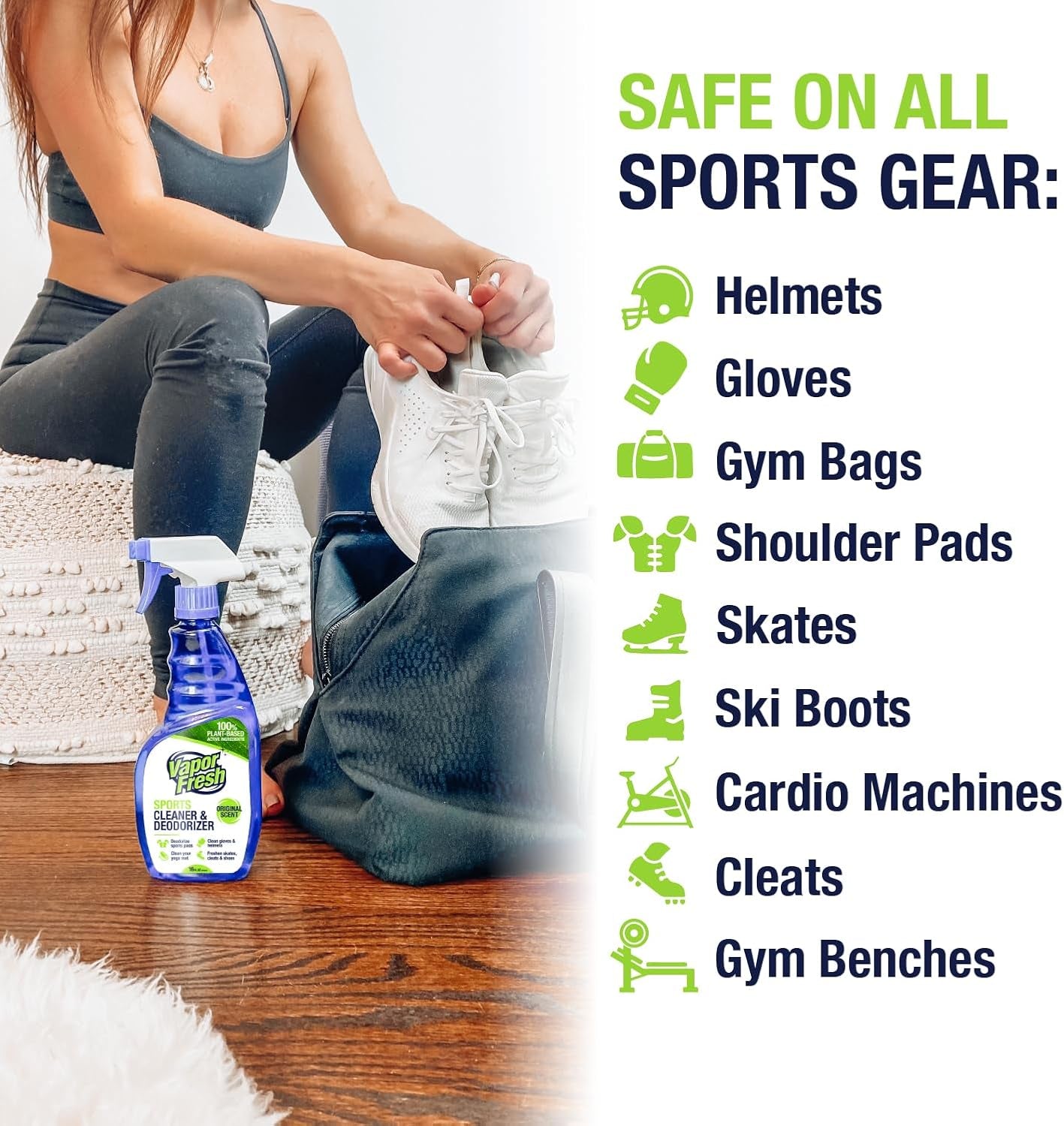 Natural Sports Cleaner & Deodorizer - 16 Fl Oz for Boxing Gloves, Helmets, Gym Bags & Equipment - Plant-Powered Freshness