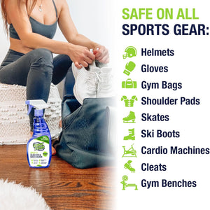 Natural Sports Cleaner & Deodorizer - 16 Fl Oz for Boxing Gloves, Helmets, Gym Bags & Equipment - Plant-Powered Freshness
