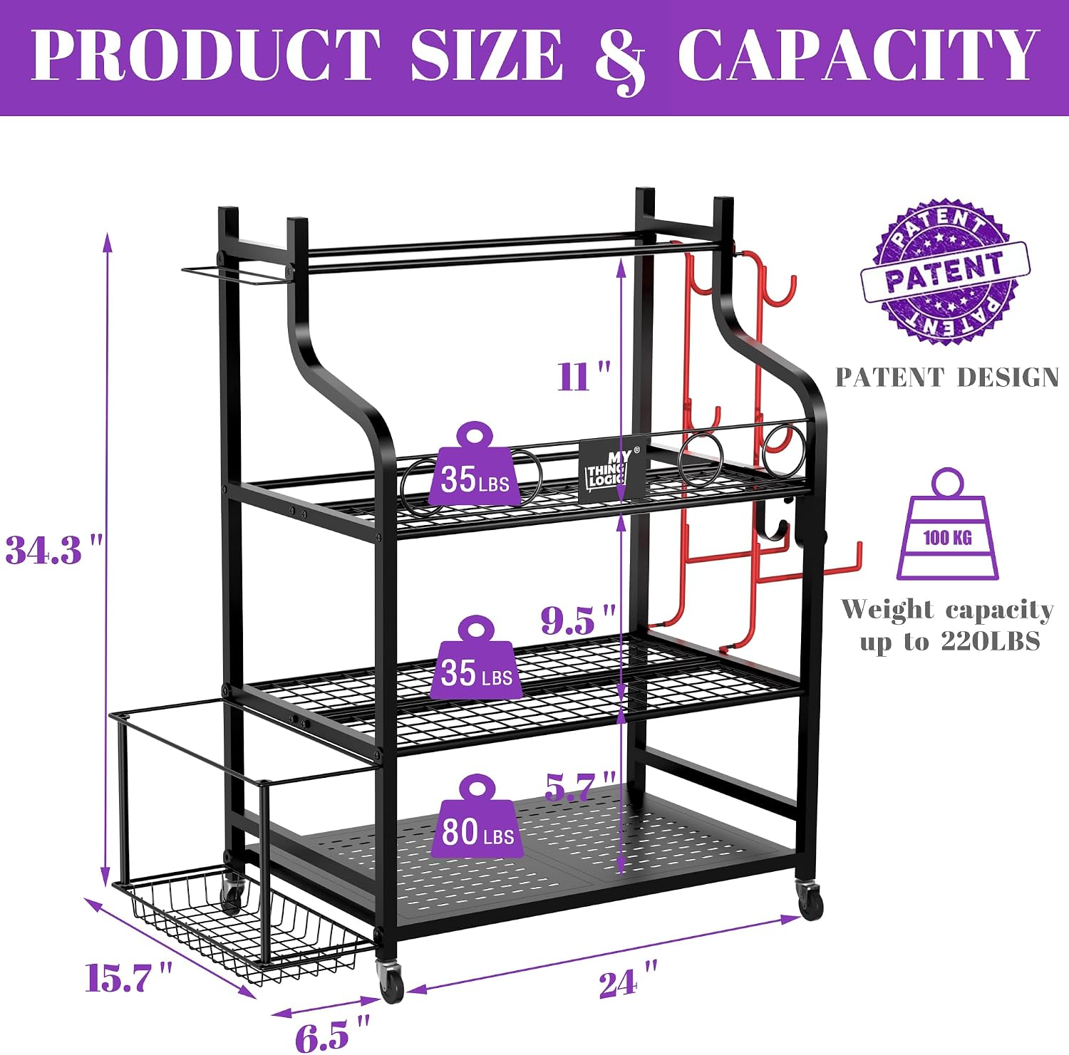 220 lbs Yoga Mat Storage Rack - Gym Equipment Organizer