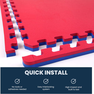 Premium 1" Thick Reversible Foam Interlocking Tiles - Perfect for Yoga, Gymnastics, MMA & Jiu Jitsu Training - Available in 3'X3' & 2'X2' Sizes