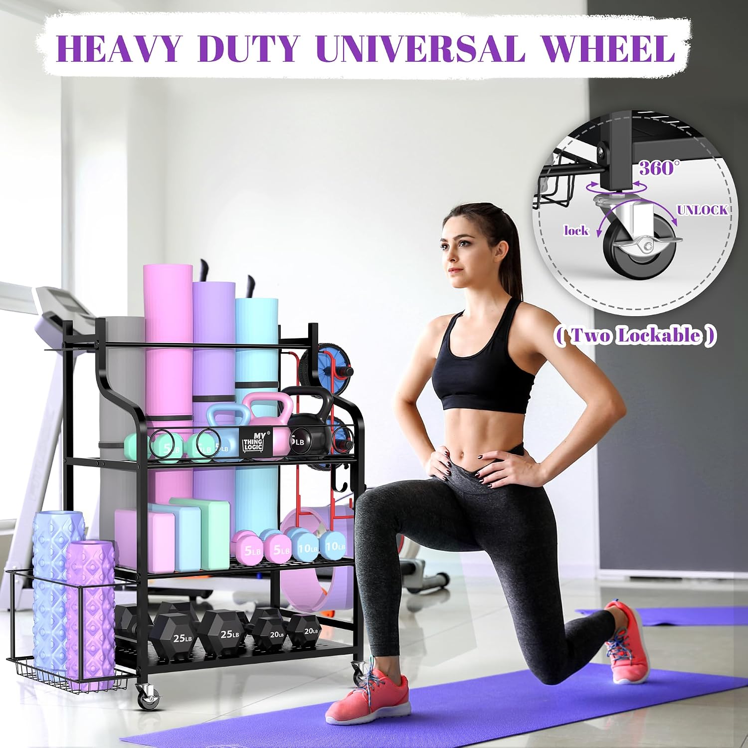 220 lbs Yoga Mat Storage Rack - Gym Equipment Organizer