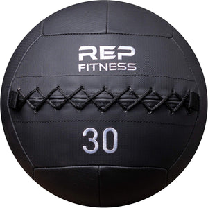 Weighted Wall Ball 6-30 LB, 14-Inch Soft Medicine Ball, Non-Bouncing PU Shell for weighted squats and lunges