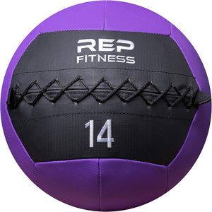 Weighted Wall Ball 6-30 LB, 14-Inch Soft Medicine Ball, Non-Bouncing PU Shell with double-stitched construction