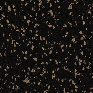 Galaxy Plus Rubber Gym Flooring Rolls - 48-Inch Wide, Recycled Rubber, Slip-Resistant, USA Made in black with tan flecks; rubber gym flooring rolls color sample