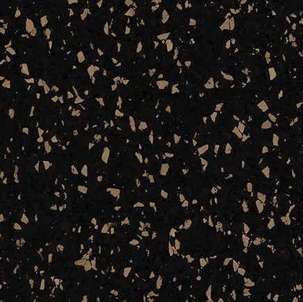 Galaxy Plus Rubber Gym Flooring Rolls - 48-Inch Wide, Recycled Rubber, Slip-Resistant, USA Made in black with tan flecks; rubber gym flooring rolls color sample