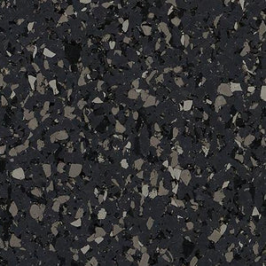 Galaxy Plus Rubber Gym Flooring Rolls - 48-Inch Wide, Recycled Rubber, Slip-Resistant, USA Made in charcoal with gray and tan flecks; rubber gym flooring rolls color sample