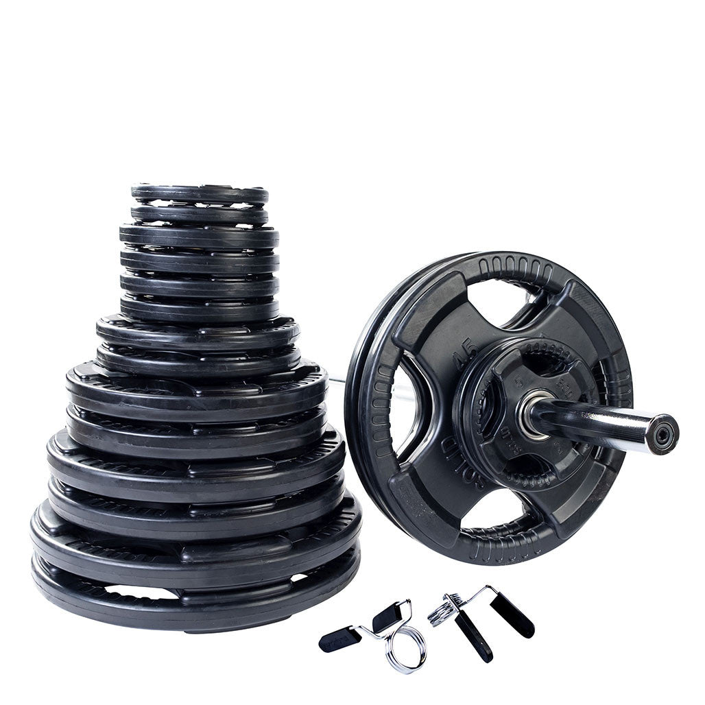 Body-Solid Rubber Grip Olympic Weight Sets with Bar & Collars