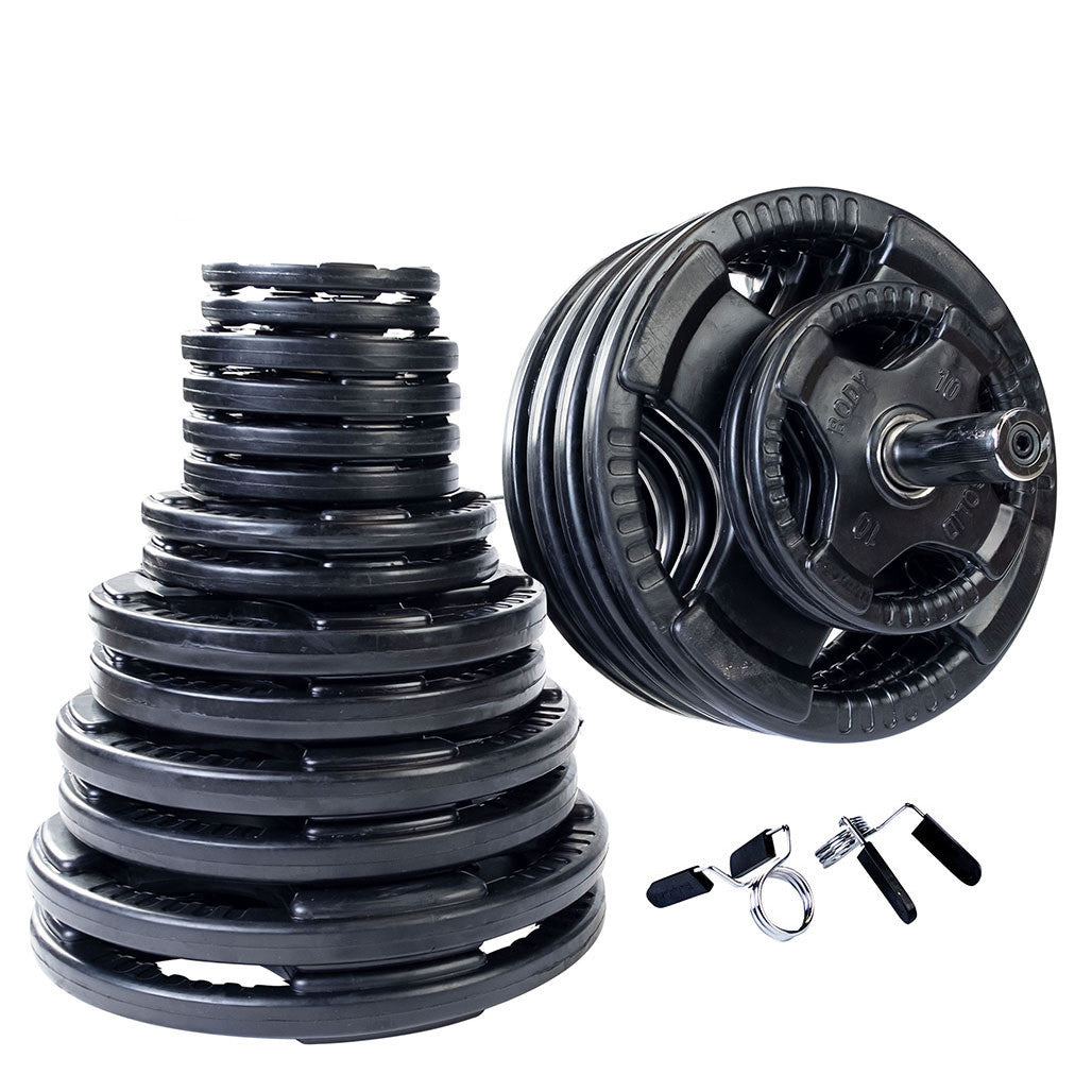 Body-Solid Rubber Grip Olympic Weight Sets with Bar & Collars