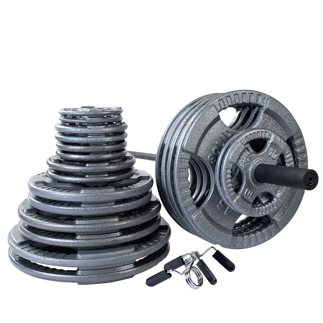Body-Solid Gray Cast Iron Olympic Weight Sets with Bar & Collars