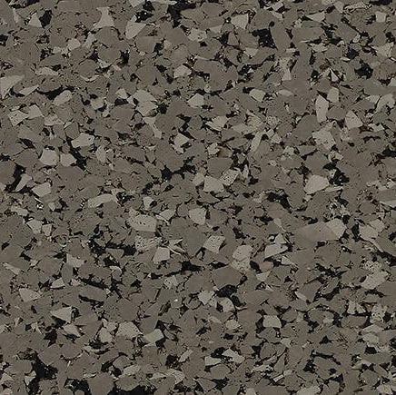 Galaxy Plus Rubber Gym Flooring Rolls - 48-Inch Wide, Recycled Rubber, Slip-Resistant, USA Made in dark gray with light gray flecks; rubber gym flooring rolls color sample