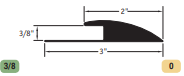 3/8" Vinyl Transition Strip/Reducer -12' length - heavy duty black