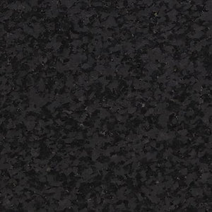 Galaxy Plus Rubber Gym Flooring Rolls - 48-Inch Wide, Recycled Rubber, Slip-Resistant, USA Made in dark charcoal with subtle black flecks; rubber gym flooring rolls color sample