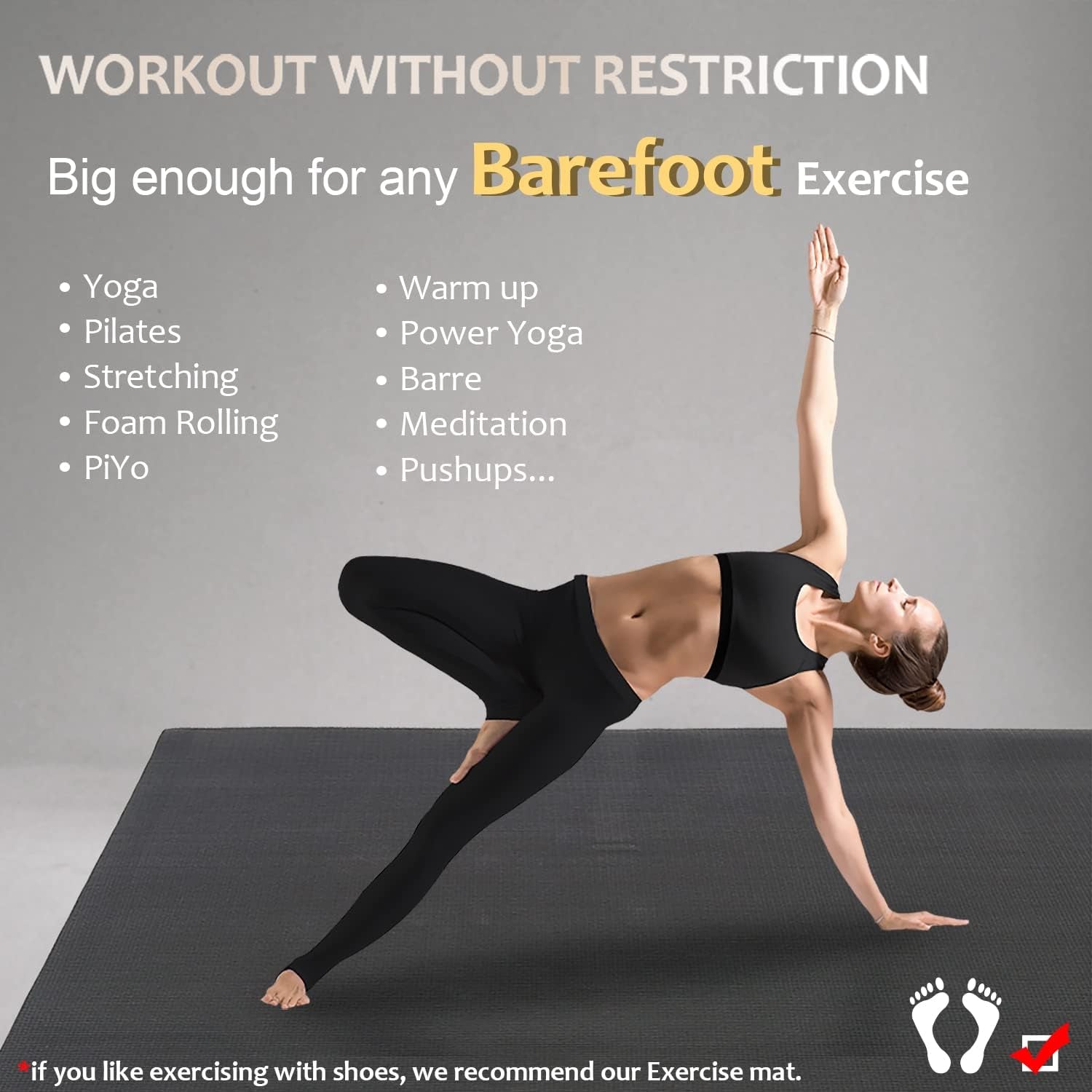 Extra Thick Large Yoga Mat - Non-Slip Workout Mat for Home Gym, Ideal for Pilates, Stretching, and Meditation (6'X4', 6'X6', 7'X5')