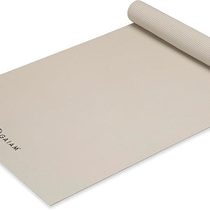Gaiam Classic Solid Color Yoga Pilates Mat 5mm Dovetail rolled angled view