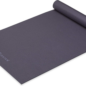 Gaiam Classic Solid Color Yoga Pilates Mat 5mm Heron rolled angled view