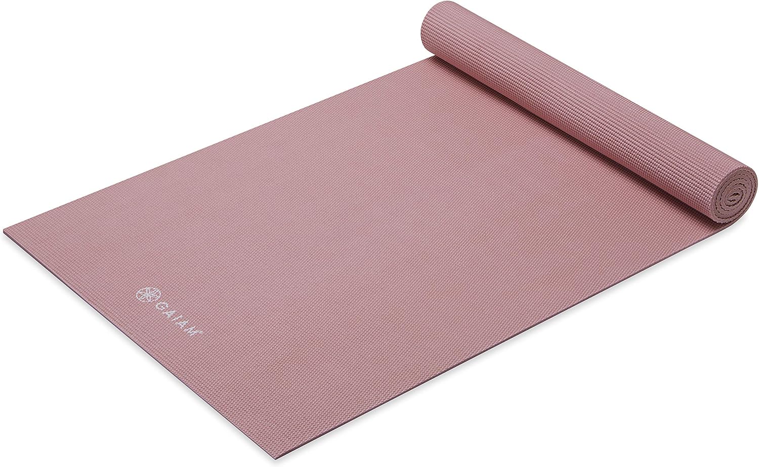 Gaiam Classic Solid Color Yoga Pilates Mat 5mm Lilac angled view
