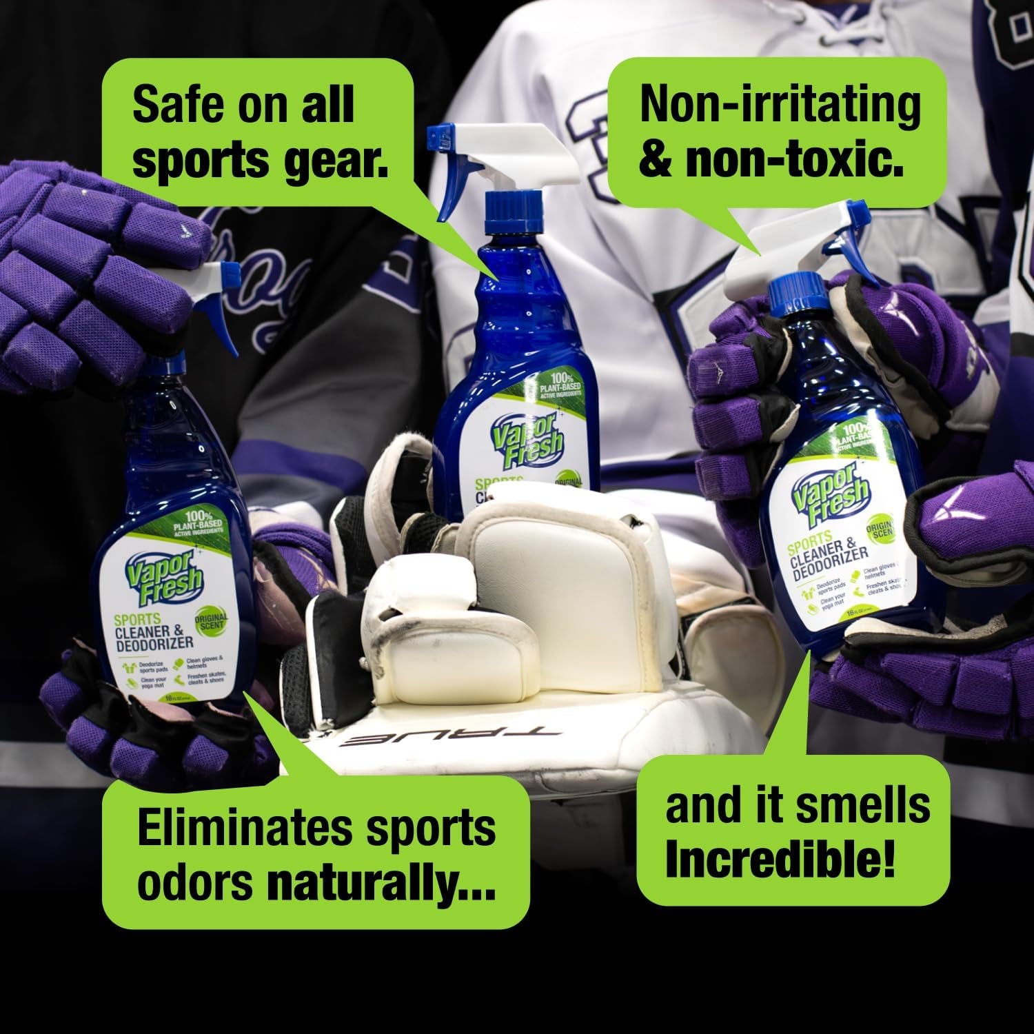 Natural Sports Cleaner & Deodorizer - 16 Fl Oz for Boxing Gloves, Helmets, Gym Bags & Equipment - Plant-Powered Freshness