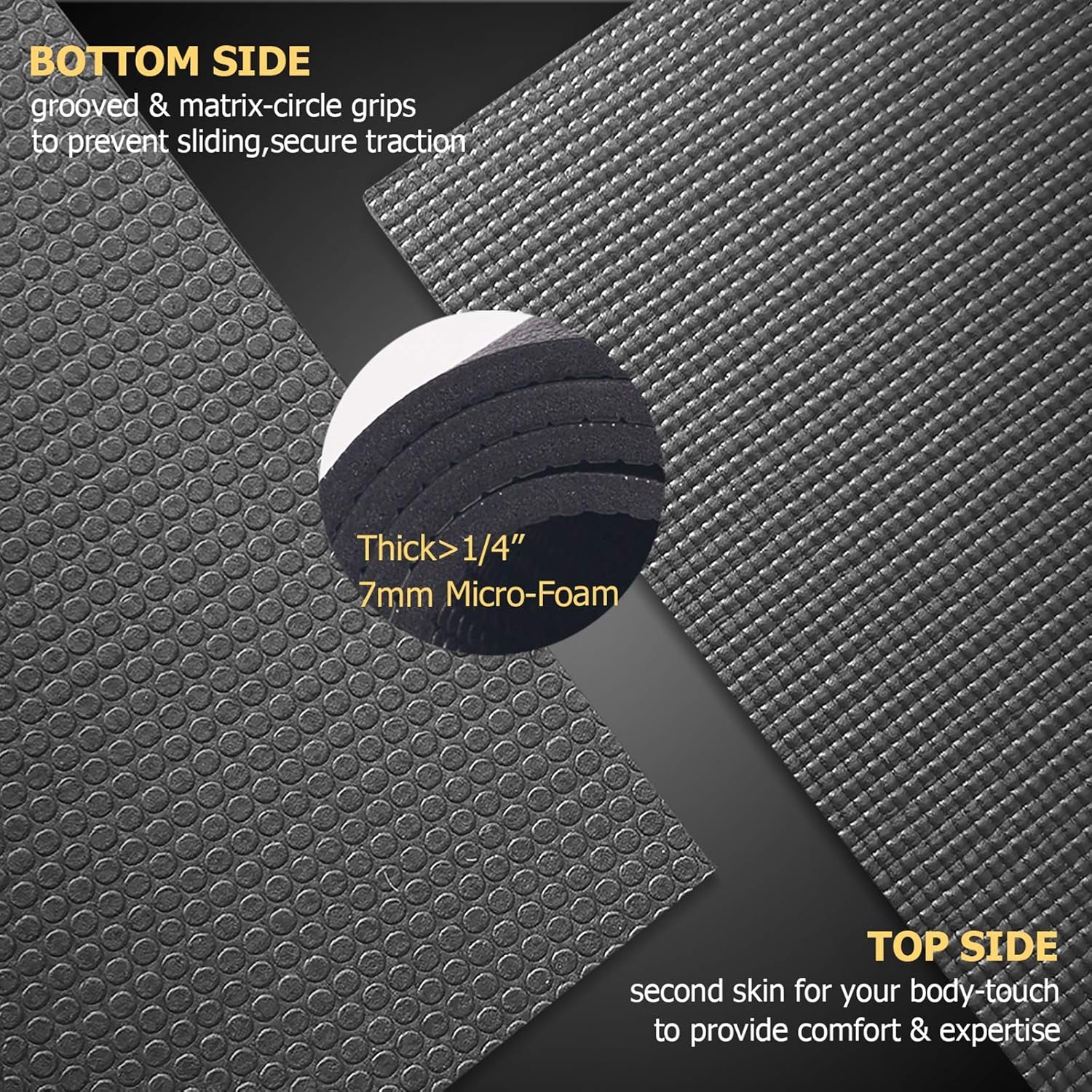 Extra Thick Large Yoga Mat - Non-Slip Workout Mat for Home Gym, Ideal for Pilates, Stretching, and Meditation (6'X4', 6'X6', 7'X5')