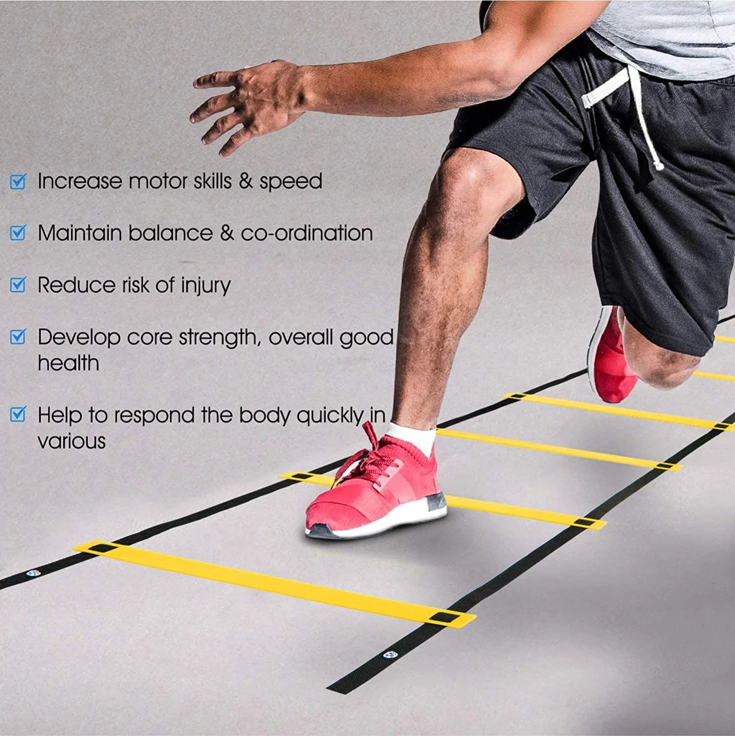 Elevate Your Game with the Speed and Agility Training Ladder - 8 Rung Design in Vibrant Yellow
