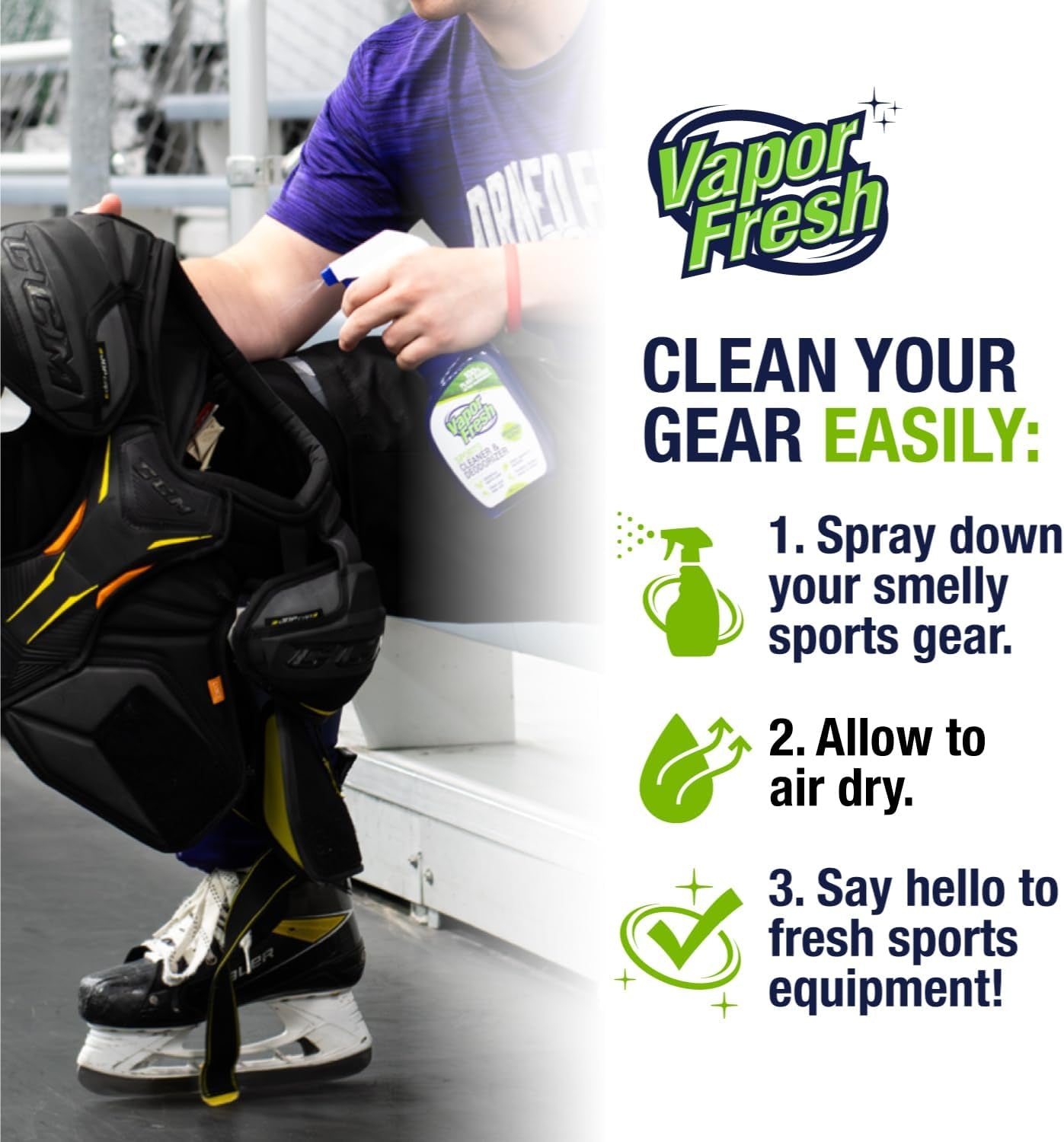 Natural Sports Cleaner & Deodorizer - 16 Fl Oz for Boxing Gloves, Helmets, Gym Bags & Equipment - Plant-Powered Freshness