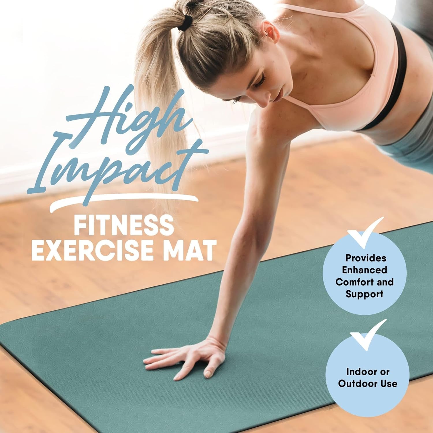 Premium Extra Thick Yoga Mat for Home and Gym Use, Multi-Layer Skid-Resistant Surface, Odor Neutralizing with Convenient Carrying Strap