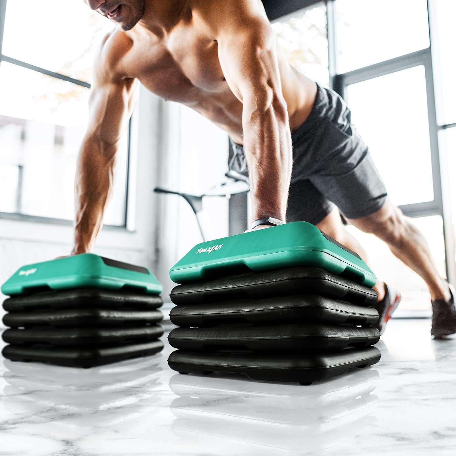 High Aerobic Step Platform & Stackable Risers