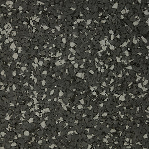 Galaxy Plus Rubber Gym Flooring Rolls - 48-Inch Wide, Recycled Rubber, Slip-Resistant, USA Made in dark gray with gray flecks; rubber gym flooring rolls color sample
