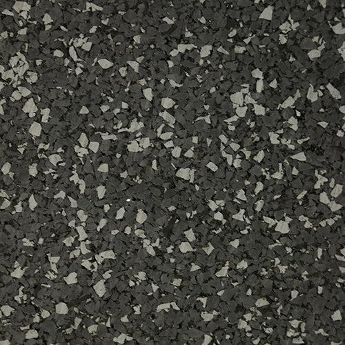 Galaxy Plus Rubber Gym Flooring Rolls - 48-Inch Wide, Recycled Rubber, Slip-Resistant, USA Made in dark gray with gray flecks; rubber gym flooring rolls color sample