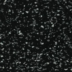 Galaxy Plus Rubber Gym Flooring Rolls - 48-Inch Wide, Recycled Rubber, Slip-Resistant, USA Made in black with gray flecks; rubber gym flooring rolls color sample
