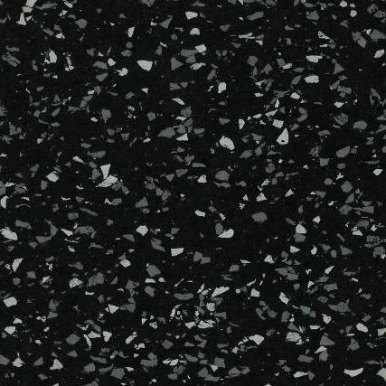 Galaxy Plus Rubber Gym Flooring Rolls - 48-Inch Wide, Recycled Rubber, Slip-Resistant, USA Made in black with gray flecks; rubber gym flooring rolls color sample