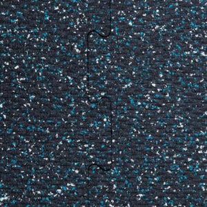 Interlocking rubber gym tiles high impact Blue Gray speckle color swatch close-up texture