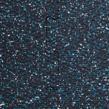 Interlocking rubber gym tiles high impact Blue Gray speckle color swatch close-up texture
