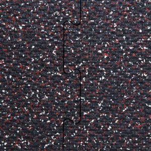 Interlocking rubber gym tiles high impact Red Gray speckle color swatch close-up texture