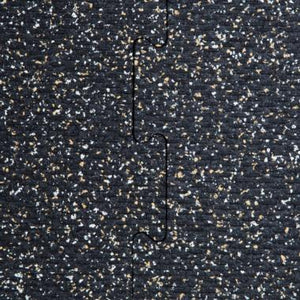 Interlocking rubber gym tiles high impact Gray Yellow speckle color swatch close-up texture