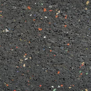 Rubber underlayment flooring roll surface close-up showing recycled rubber speckle texture