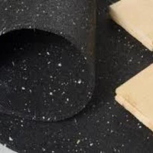 Rubber underlayment flooring roll flat lay showing smooth surface and material density